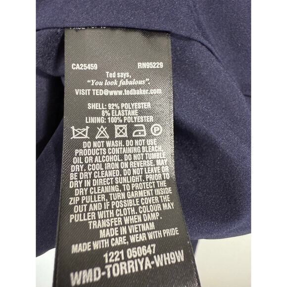 NWT Ted Baker Torriya Navy Blue Ruffle Halterneck Dress Tunic Sz 4 Sleeveless - Picture 12 of 13